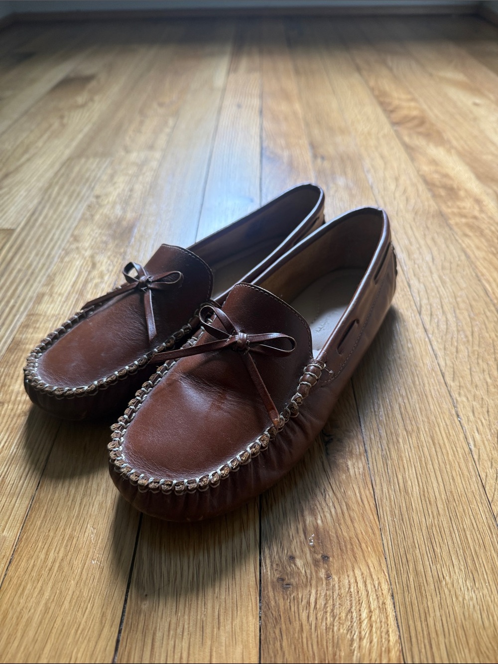 Elephantito Brown Leather Moccasin Loafers for Kids
